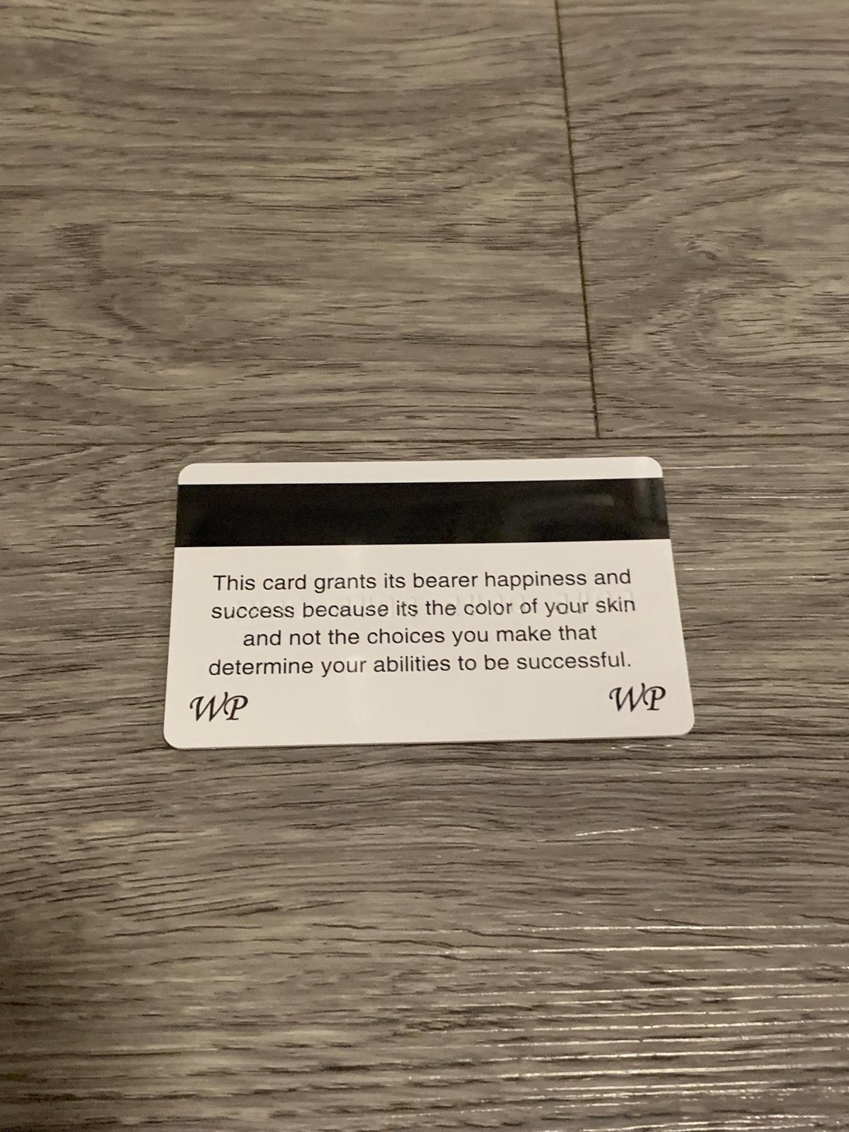 White Privilege Card, second view